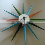 Multi Coloured Starburst Clock Aluminum Quartz Holder Wall Clock