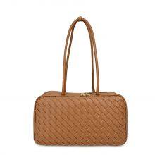 French Elegant Woven Bag Women's Shoulder Handbag Commuter Bag Neutral Minimalist Style Bucket Bag Polyurethane Material thumbnail-2