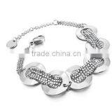 Women's Stainless Steel Bracelet Link Wrist Silver Round Box Charm Elegant thumbnail-1