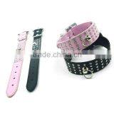 Wholesale Leather Bracelet With Diamonds and Round Smooth Metal thumbnail-1