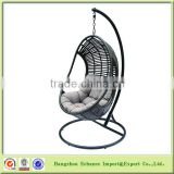 Promotional Cheap STOCK outdoor Patio PE rattan hanging egg chair with cushion and stand-FN4105
