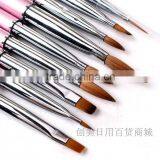 Hot! 9pcs Acrylic UV Gel Nail Art False Tips Drawing Painting Brush Pen Set With Metal Handle and Cap thumbnail-1