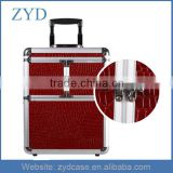 High Quality Red Aluminum Trolley Beauty Cases On Wheels ZYD-HZ91202