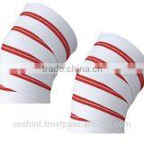 Weight Lifting Lifter Knee Wraps , White Ground With Red Strips Knee Wraps Ci-2506-05 thumbnail-1
