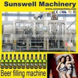 Beer filling and sealing line with various kinds of bottles