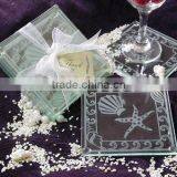 Wholesale Ocean Beach Temed Glass Coaster, Wedding Favors Blank Glass Coaster thumbnail-1