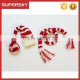 C1572 Wine Bottle Santa Hats Red White Stripe Knitted Wine Bottle Topper Christmas Gift Santa Midget Hat and Scarf thumbnail-2