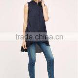 Ladies Fashion New Design Tunic Short Front Long Back Sleeveless Tunic Tops thumbnail-2