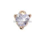 High Quality Brass Clear Heart Shape Rhinestone Charm Wholesale Jewelry Accessories