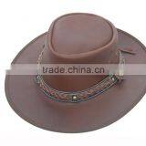 Brand New Leather Australian Style Country Bush Hat With Chin Strap Brown thumbnail-1