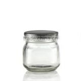 Eco 8 oz Square Round Glass Mason Jar with Metal Tin Lid For Food