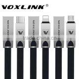 Voxlink 2017 New 5V 1A Zinc Alloy Flat Fast Charging Data Sync Usb Cable for IPhone 6 6s Plus 5s 5 IPad Mini/Samsung/HTC thumbnail-1