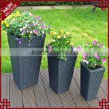 Outdoor Tall Large Stackable 3-pc Plastic Rattan Garden Pots and Planters thumbnail-1