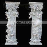 Luxurious White Marble Pillars With Figures Statue