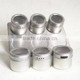 6 Pcs Spice Herb Use Airtight Magnet Spice Tin Jar Set With Tray thumbnail-3