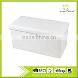 Faux Leather Folding Storage Ottoman Footrest Stool Shoe Bench Tea Table thumbnail-3