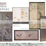 Hand painted Tranditional Chinese Gold-leaf Fish Art Screens