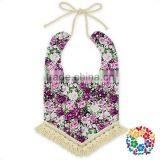 Adjustable Tassel Floral Cotton Fabric Christening Baby Bandana Bibs thumbnail-2