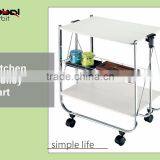 Trolley Service Kitchen Cart 2 Tier Wheels White Storage Serving Steel Metal thumbnail-3