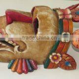 Hand Crafted Wooden Mask of Tribal Face Wall Hanging Made In Nepal thumbnail-3