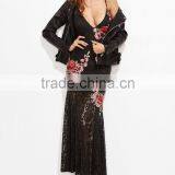 OEM Service Sexy Embroidered Rose Applique Overlay Fishtail Cami Dress Pictures Of Latest Long Gown thumbnail-2