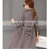 2016 Winter Trench Coat Lapel Long Sleeve Ladies Tie Waist Casual Long Outerwear Coats for Wholesale thumbnail-5
