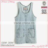 2015 Summer Sleeveless Women's Clothing Garment Apparel Direct Factory OEM/ODM Manufacturing Modern Design Blouse in Jean thumbnail-1