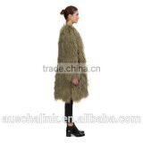 Best Selling Fashion Green Sheepskin Long Coats for Ladies thumbnail-2