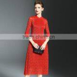 Elegant Lady Lace Hollow Out Embroidery A-line Pleated Fold Lace Dress thumbnail-1
