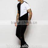 Fashion Men Cut & Sew Square Panel Round Collar Short Sleeve Plain T-shirt Wholesale Custom Factories thumbnail-4