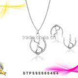 Sterling Silver Round CZ Studded PendantSet thumbnail-1