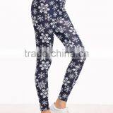 Navy Snowflake Print Leggings Polyester Spandex Outwear Sublimation Print Skinny Gym Jogger Customized Long Pants thumbnail-2