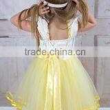 Girls Yellow Tutu Princess Lace Vintage Dress thumbnail-3