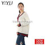 Trendy Custom School Unifrom Women V-neck Asymmetric Hem Cable Knit Sweater thumbnail-2
