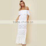 Overall Lace off Shoulder Ruffle Maxi Dresses Delicate Lady's Apparel thumbnail-2