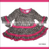 Latest summer style wholesale boutique cute leopard small baby design dresses