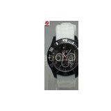 White / Orange / Yellow Silicone Wristband Ice Ladies Watches Black Case Water Resistant