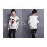 Long Sleeve Womens Pullover Sweaters With Scoop Neck , Jacquard Striped Sweaters thumbnail-1