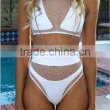 White Bandage Swimwear Bikini/chenc Morning See Through Zipper Bikini Swimwear/ Fancy Bikini Set Swimwear Beachwear
