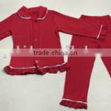 New fashion girls outfits red ruffle polo clothing set girls christmas pajamas girl outfits