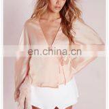 New Arrival Lady Fancy Satin Blouse Sexy Designs Wholesale thumbnail-4