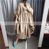 TWOTWINSTYLE Korean Cloak Dress For Women O Neck Batwing Long Sleeve Loose Asymmetric Maxi Dresses Female thumbnail-3