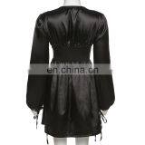 LAITE D2180 Ins Hot Sales Autumn&winter V-neck Fashion Retro Bodycon Women Casual Dresses A-line Sexy Dresses thumbnail-6