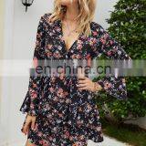 LAITE D2121 Women V-neck Casual Dresses Women Floral Printed Summer Dresses Ladies Mini Dresses thumbnail-3