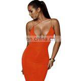 Lady V Neck Sexy Bodycon Party Backless Dress Spaghetti Strap Long Summer Dresses for Women thumbnail-2