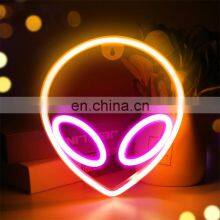 Amazon Customized ET Decorative Lights Wall Light Indoor Alien Shape Led Neon Light Wall Decor Battery and Usb Alien Lamp