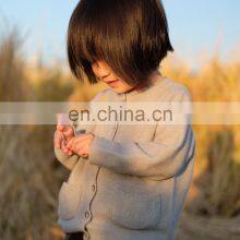 Kids Honeycomb Knit Roll Collar Cashmere Cardigan Sweater With Pocket thumbnail-4