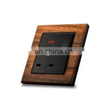 10A/16A 250V Wood Grain Black Silver Alloy Switch Socket Electrical Wall Socket Switch Panel Child Protection Design thumbnail-3