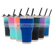 wholesale double wall stainless steel vacuum insulated 30oz tumbler with closable lid spray paint customized