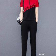 Monisa Sports Leisure Colorful Mixed Suit With Short Sleeves and Long Trousers thumbnail-4